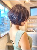大人上品シアーカラー×前髪あり○前下がりボブ[与野]
