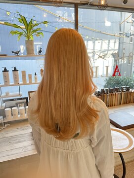 ヘアー アレス(hair ales) オレンジベージュカラー ハイトーンカラー エフェクトブリーチ