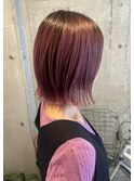 ラベンダーピンク×タイトボブ