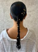 結婚式お呼ばれタイトポニー／ヘアセットタイト/アレンジ