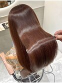 髪質改善ストレート 地毛風縮毛矯正 ピンクベージュ 暖色カラー