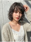 外国人風ニュアンスパーマボブ