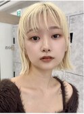 元町レイヤーカット韓国ダブルカラー顔周り前髪カットボブ