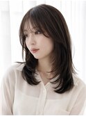 結べるミディアムレイヤー/透明感グレージュ/10代20代30代池袋