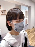 切りっぱなしボブ×グレージュカラー