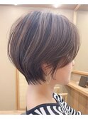 絶壁解消/大人ショートボブ/白髪ぼかし/白髪染め/40代/50代