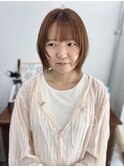 オレンジベージュフェイスレイヤー軽めボブ
