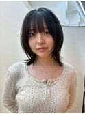 ミディアム肩上顔周りレイヤー外ハネくびれヘア