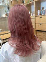ブリーチ春コーラルピンク透明感デザインカラーニュアンスカラー