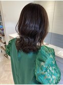 くびれボブルフ外はねミディアムショートグレージュ赤羽美容室