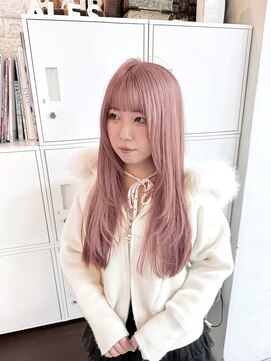 ヘアー アレス(hair ales) ピンクベージュ　イメチェン　前髪　アンブレラカラー