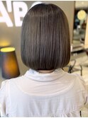 根本ブリーチなし自然な仕上がり◎透け感グレージュ×あご下ボブ