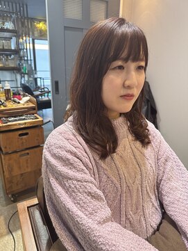 ワ ヘアー(wa-hair) くびレイヤーボブパーマ　ベビーピンク髪質改善　ゆるふわパーマ