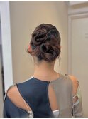 ヘアアレンジカチモリ結婚式2次会ヘア_黒髪ボブルフネビージュ