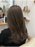 オリーブブラウン×レイヤーセミロング