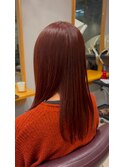 セミロング　ストレート　ヴァーミリオンカラー