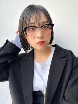 ミンクス 青山店(MINX) 暗髪×ミニボブ プラチナストレート