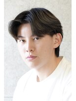 にもう ブルーブラック 韓国センターパート　メンズヘア　c