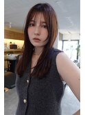 韓国風レイヤーカット ミディアムレイヤー ストレートヘア