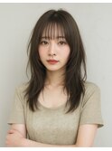 大人上品ロングレイヤー×透け感シースルーバング