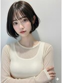 earthショートレイヤーボブミルクティー丸みショートボブ