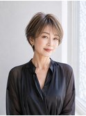 ◇大人40代50代60代ショートボブ丸みショート白髪ぼかし