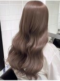 55. ミルクティーブロンド/艶感ウェーブ/ブリーチ