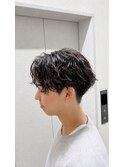 シャドウパーマ　メンズシースルーマッシュニュアンスパーマ韓国