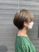 琉月 枝松店&nbsp;丸みショート×耳掛け×オリーブベージュ