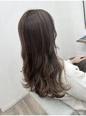 グレージュ×ナチュラルハイライト+イヤリングカラー