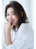 鎖骨外ハネセミミディアム*センターパート*白髪染め*40代50代OK