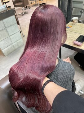 ベレーザ 渋谷(BELEZA) 7356艶髪ラベンダーパープルカシスレッドオン眉レイヤーロング