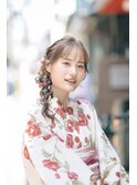梅田ヘアセットサロンRiccoの大人可愛いサイド編み下ろしヘア