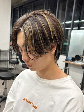 エルマーク 天王寺(L-MARK) ハイライトセンターパートメッシュダブルカラーツーブロック