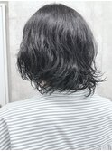 =くせ毛風ボブくせ毛カット切りっぱなしボブ耳かけボブ30代40代