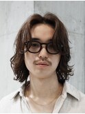 メンズミディアムメンズロングメンズボブウルフニュアンスパーマ