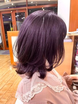 カノープス ヘアアンドメイクアップ(Canopus hair&make up) 伸ばしかけミディ/パープルブラック/姫カットレイヤー/30代/40代