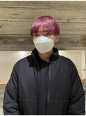 韓国ヘアシースルーバングマッシュヘアーガーネットレッド