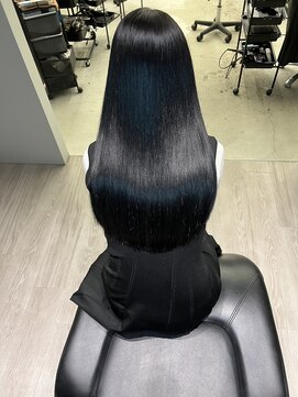 ジーニーホリエ(Geniee horie) 髪質改善XアッシュブラックX縮毛矯正Xレイヤーロング