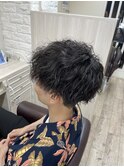 刈り上げ　波パーマ　スパイラルパーマ　メンズカット