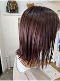 *キレイめカジュアル*うる艶髪_ピンクブラウン×外ハネボブ