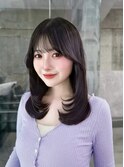 美髪韓国レイヤーイメチェン似合わせチェリーブラウンミニウルフ
