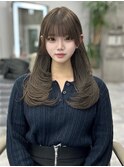 レイヤーカットハッシュカットダブルカラーミルクティーブラウン