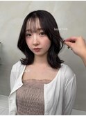グレージュ韓国ミディアムボブレイヤーウルフボブレイヤーカット