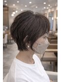 50代くびれショートボブ/白髪ぼかし
