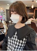 まるみレイヤーボブ/韓国ボブ/くすみブルー20代30代40代