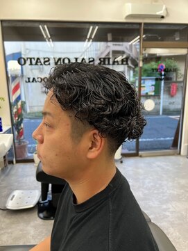 ヘアーサロンサトウ メンズ波巻きスパイラルスタイル #平井#理容室#バーバー