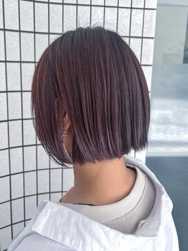 アンド アノン(and anon) 切りっぱなしボブ　バイオレットカラー　ミニボブ