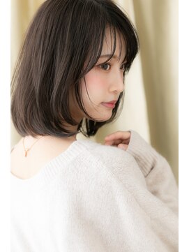 カバーヘア ブリス 上尾西口店(COVER HAIR bliss) シースルーバングアッシュブラック大人ボブY上尾20代30代40代