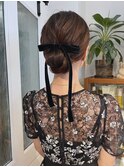 大人シニヨンヘアセット/リボンアレンジ/お呼ばれヘアセット